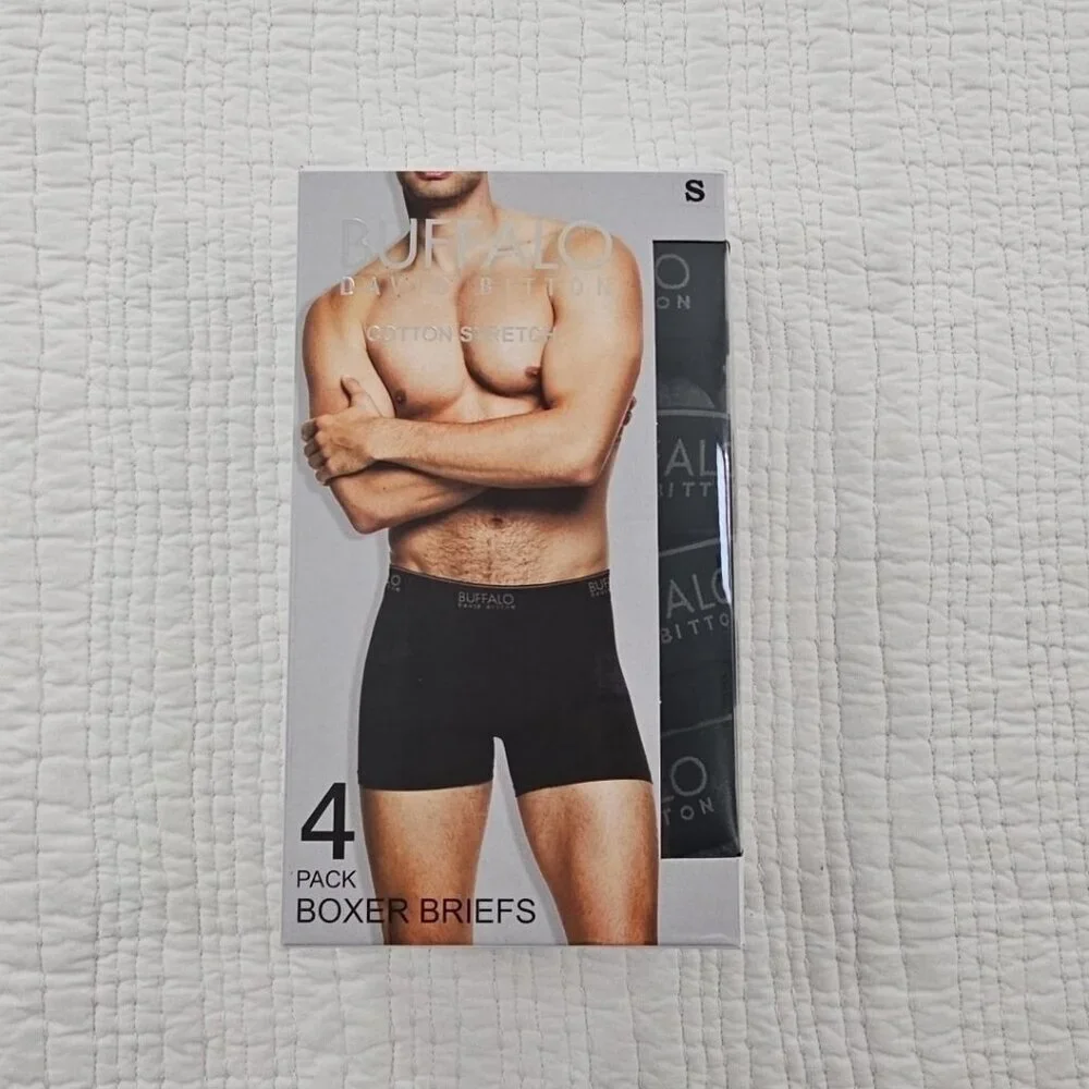 Buffalo David Bitton 4-Pack Boxer Briefs Men's‎ S (28-30) Grey Black NIB Stretch